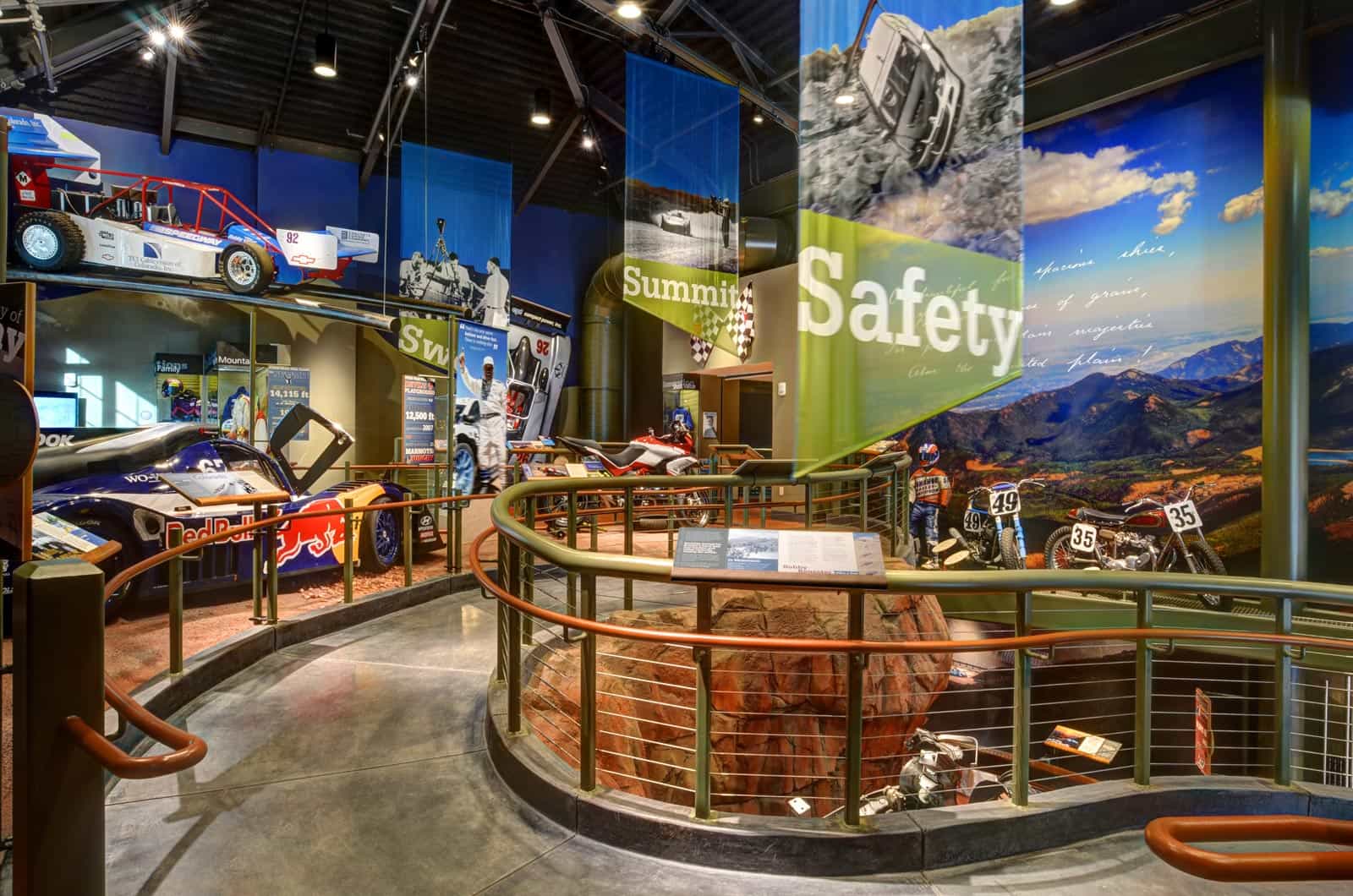 The winding path going through the Pikes Peak Hill Climb Museum.