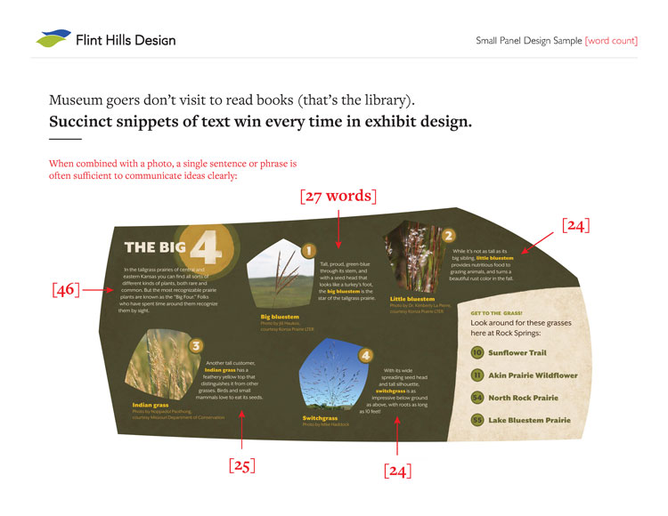 museum design guides - word count grasslands
