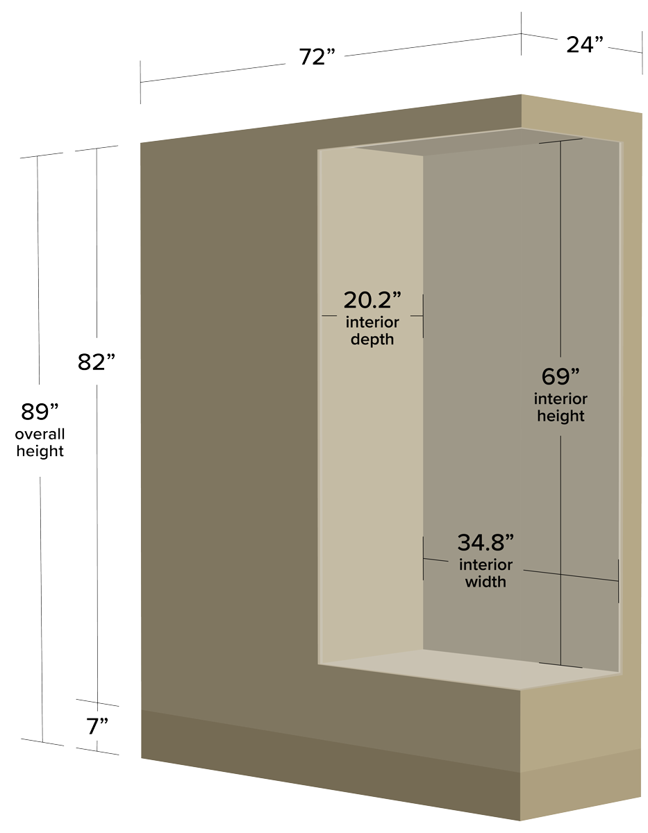 Upland Double-Sided Cuesta Showcase Dimensions