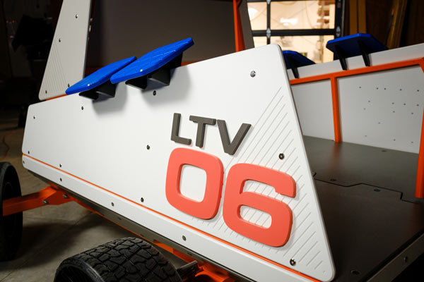 Detail of the LTV-06 on the side of the rover