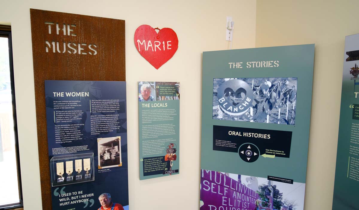 Exhibit elements including one of the A/V units in the corner