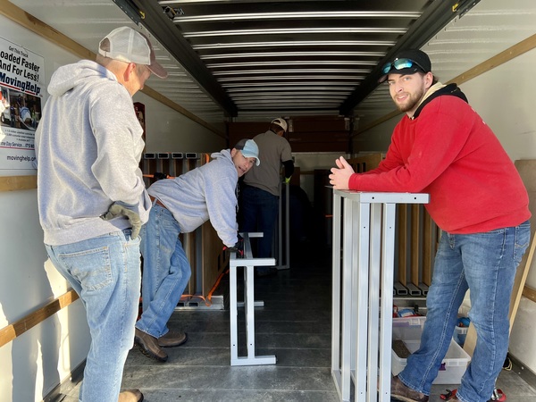 loading delivery truck museum showcases